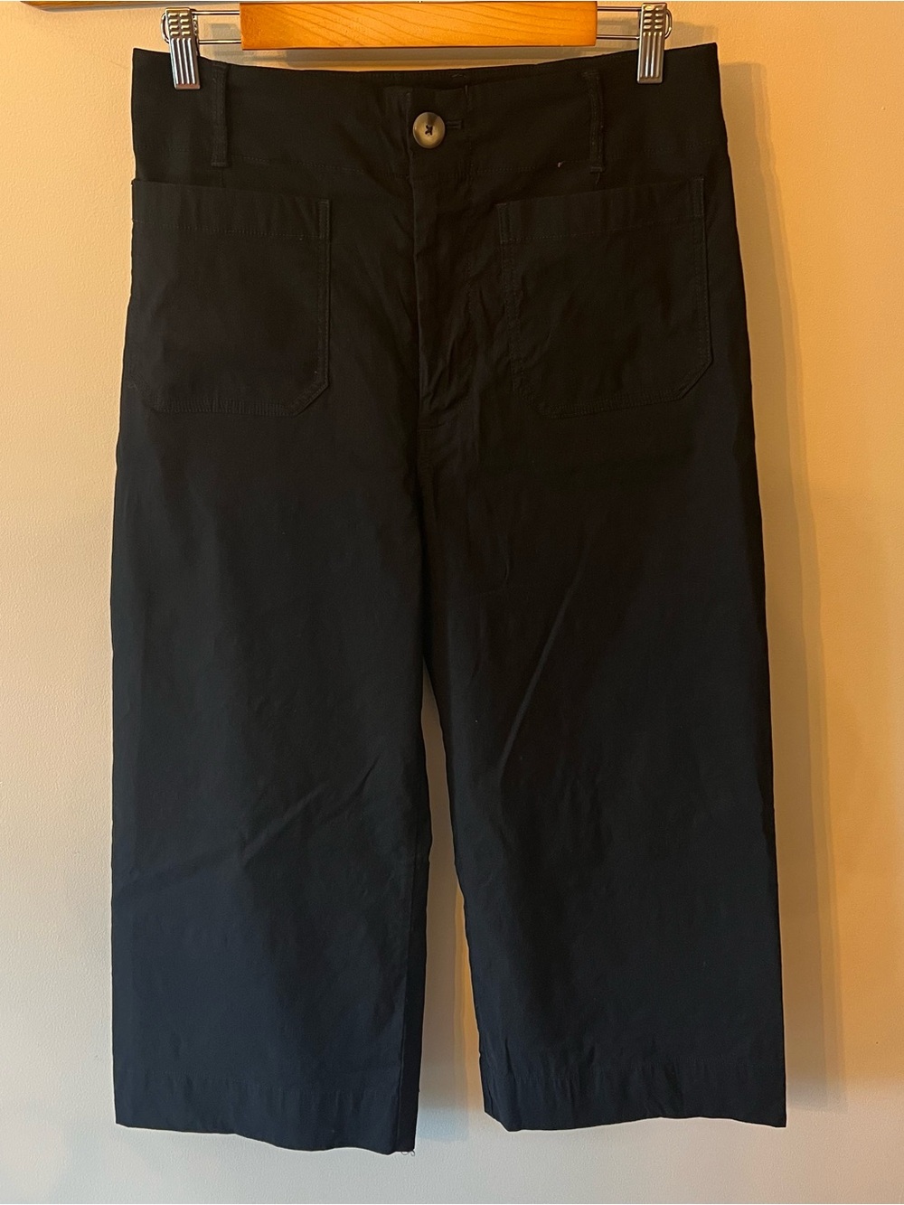 MAEVE Anthropologie Colette Black Wide Leg Cropped High Waist Pant EUC Sz 30 - Picture 3 of 10